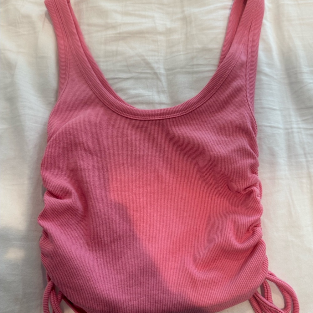 Zara Pink Ruched Crop Tank Top